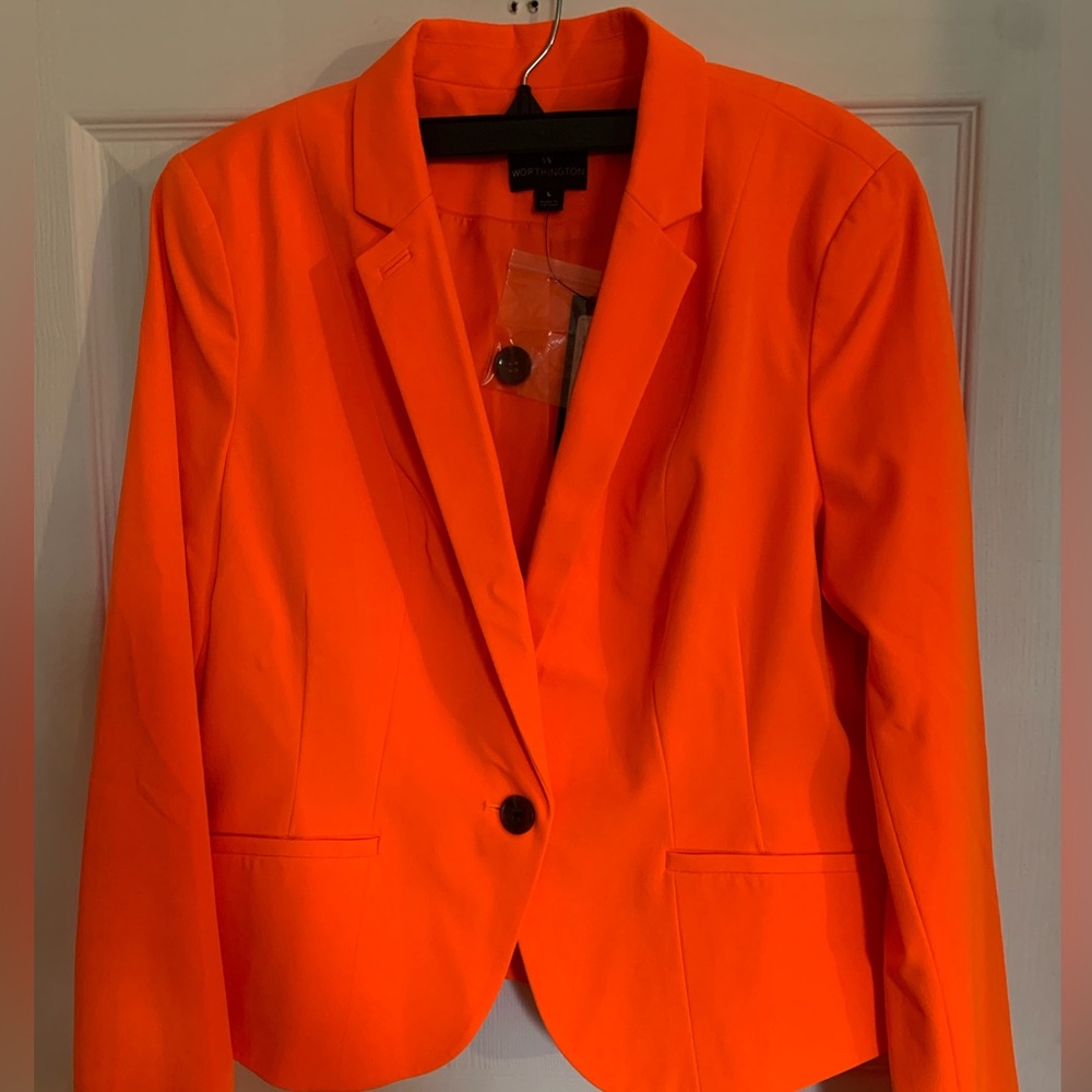 Worthington Neon Electric Orange Blazer US Size Large